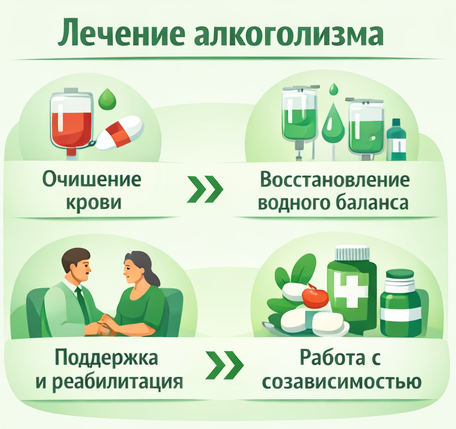 лечение алкоголизма в Людиново этапы